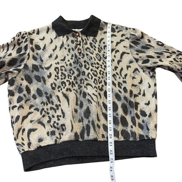 Alfred Dunner 90’s Animal Cheetah Print Sweater Women’s L Peter Pan Collar USA - Picture 9 of 10